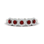 half-carat-classic-5-stone-round-halo-diamond-wedding-band-with-ruby-white-gold-FD11137BGRUDR-NL-WG